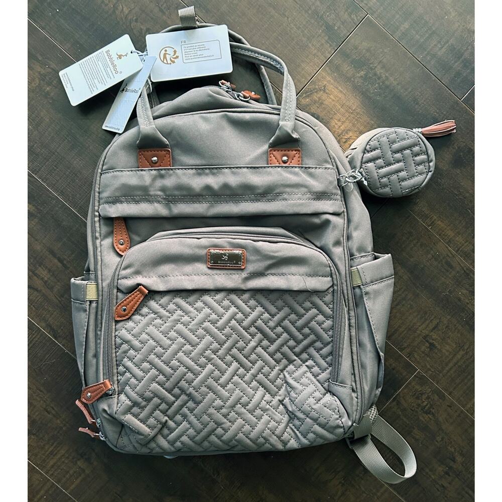 NWT! BabbleRoo Diaper Bag Khaki Backpack Multi Function Travel Tote - Picture 3 of 9